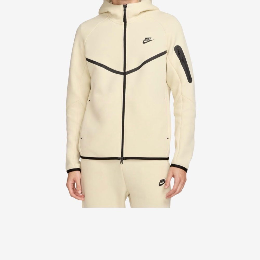 Nike Cream Hooded Full-Zip Jacket with Black Accents